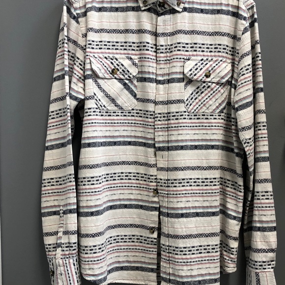 Kolby Men’s Button Down Shirt, Sz L, White/Blue/Red - Picture 1 of 12